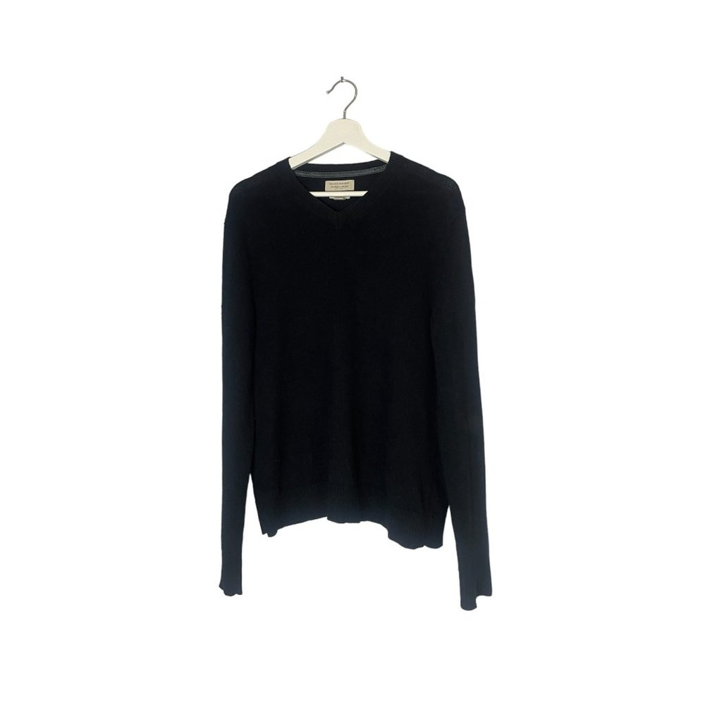 Banana Republic Black V-Neck Cotton Cashmere Blend Sweater Fall Preppy